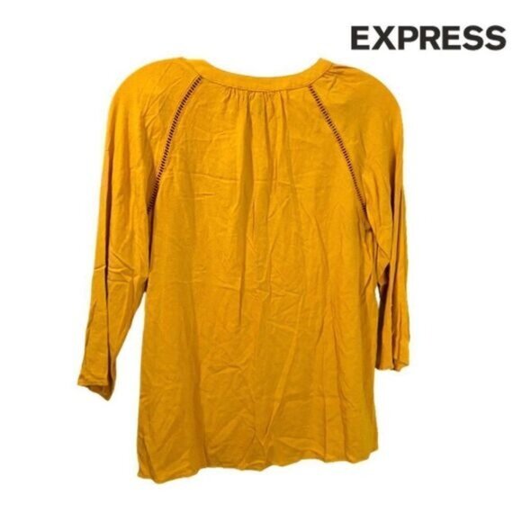 Express Women's Deep V-Neck Eyelet Trim Popover‎ Boho Top - Picture 4 of 8